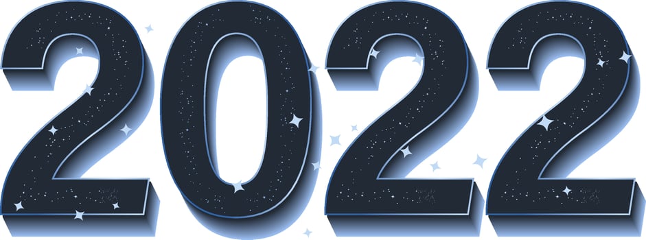 3D Blend 2022 Number With Stars On White Background. vector