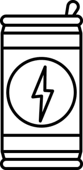Illustration Of Energy Drink Can Icon In Black Stroke. vector