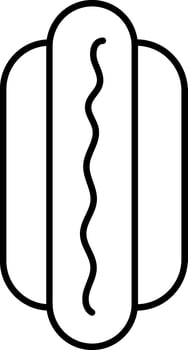 Isolated Hot Dog Icon In Line Art. vector