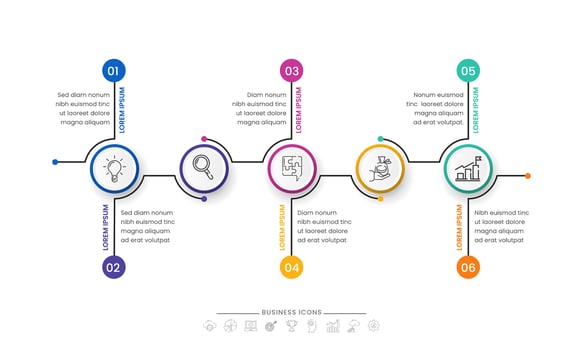 Business Infographics Timeline Template With Various Steps, Icons. Workflow Concept. vector