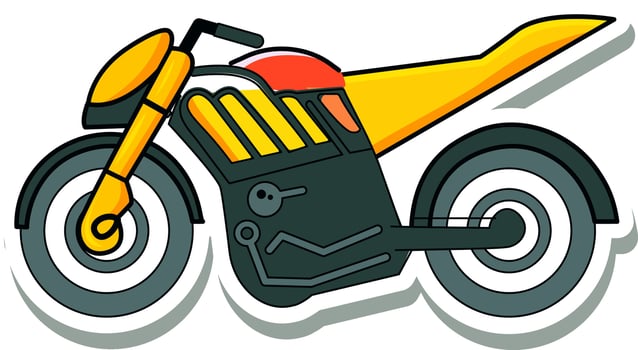 Sticker Style New Trend Bike In Yellow Color. vector