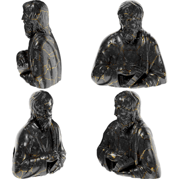 A Saint with a Book - Black glossy marble and gold statue. Perfect for graphic design, promotions png