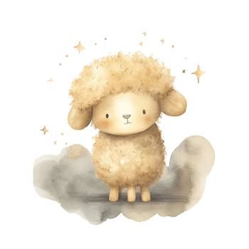 Cute watercolor night sheep and moon. Illustration png