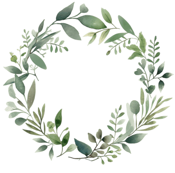 Green watercolor wreath. Illustration png