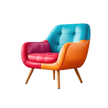 Modern vivid armchair isolated. Illustration png