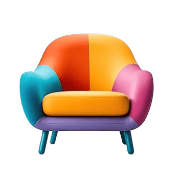 Modern vivid armchair isolated. Illustration png