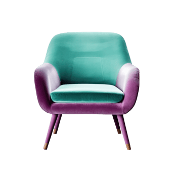 Modern vivid armchair isolated. Illustration png