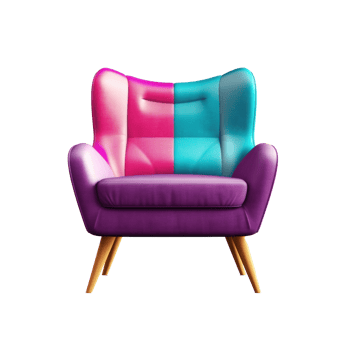 Modern vivid armchair isolated. Illustration png