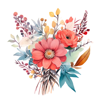 Watercolor flower bouquet. Illustration png