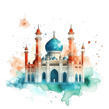 Abstract eid mubarak watercolor background. Illustration png