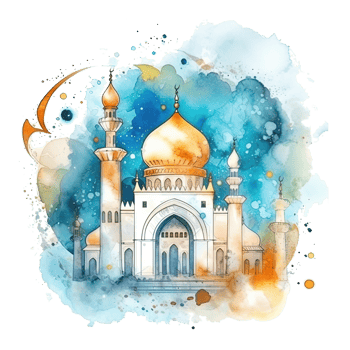 Abstract eid mubarak watercolor background. Illustration png
