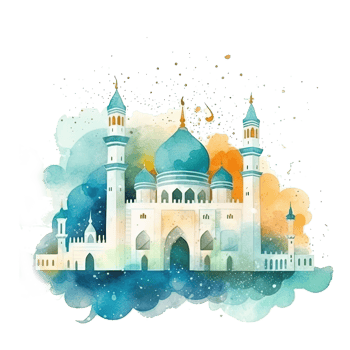Abstract eid mubarak watercolor background. Illustration png