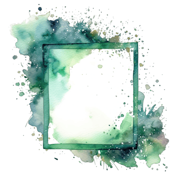 Green watercolor frame. Illustration png