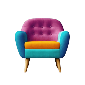 Modern vivid armchair isolated. Illustration png
