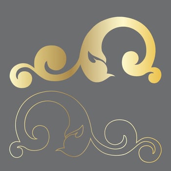 Vector damask vintage baroque scroll ornament swirl. Victorian monogram heraldic shield swirl. Retro floral leaf pattern border foliage antique  acanthus calligraphy engraved tattoo.Tile decor element