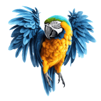 Bright parrot isolated. Illustration png