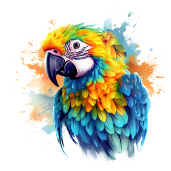 Bright parrot isolated. Illustration png