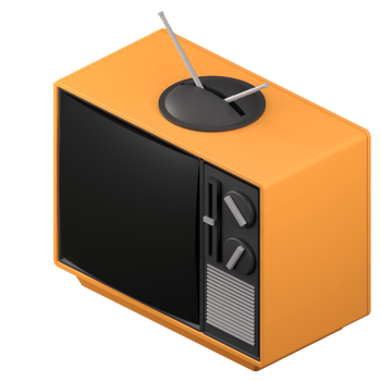 3D rendering of a retro television illustration png