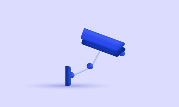 illustration creative blue modern cctv camera 3d vector icon symbols isolated on background