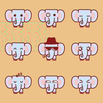 cute kawaii elephant emoji set vector
