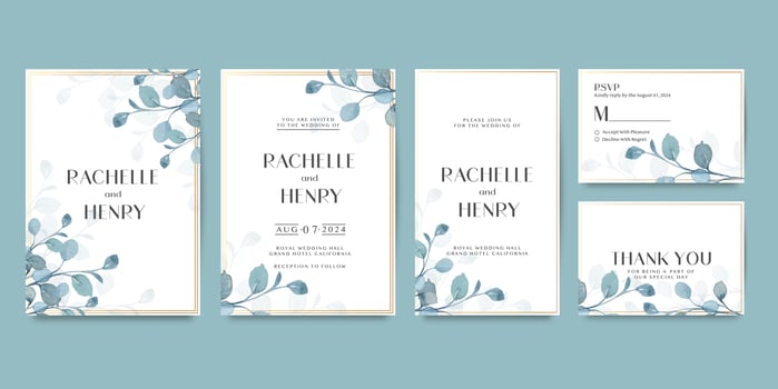 Wedding invitation template with flower vector