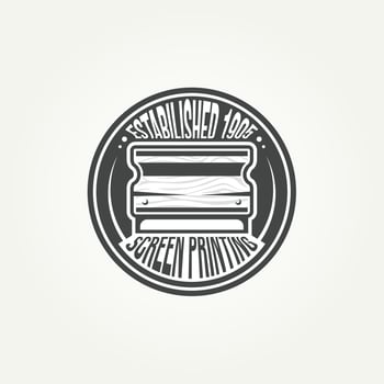 vintage classic screen printing emblem logo template vector illustration design. retro squeegees silkscreen badge logo concept