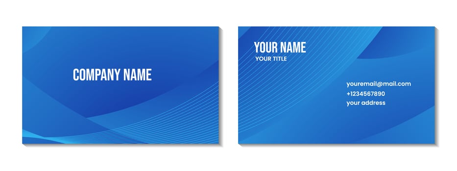 business card design with abstract blue wave gradient background for business presentation vector