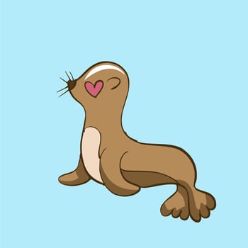 cute sea lion animal cartoon illustration vector