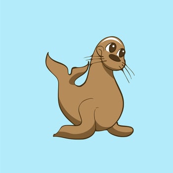 cute sea lion animal cartoon illustration vector