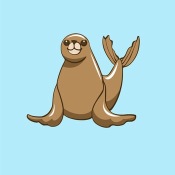 cute sea lion animal cartoon illustration vector