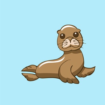 cute sea lion animal cartoon illustration vector