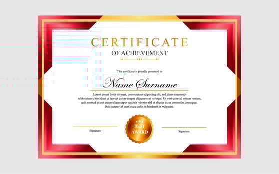 modern simple certificate design a4 luxury certificate red gold colour vector