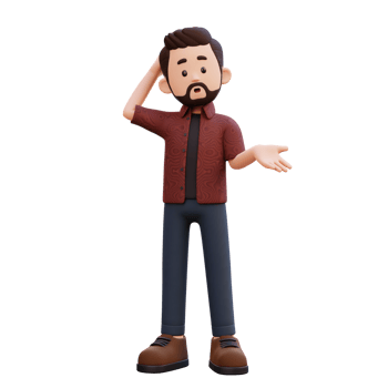 3d male character confused png