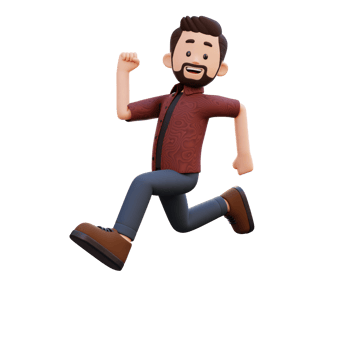 3d male character happy running png