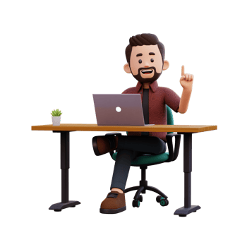 3d male character got an idea while working on a laptop png