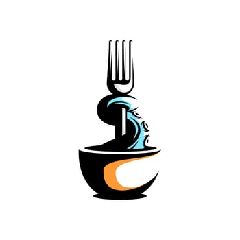 Fork,  bowl and octopus tentacle vector