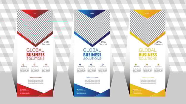 Roll up banner template. layout corporate roll up banner signage standee template. professional corporate roll up banner design. vector