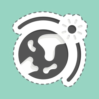 Sticker line cut Earth Sun. related to Space symbol. simple design editable. simple illustration vector