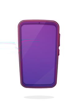 Vector illustration. Cartoon smartphone with full touchscreen off. Modern smart mobile phone. Digital communication gadget. Clip art with outline for graphic design. Isolated on white background