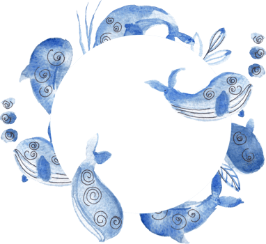 Cute Dolphin Watercolor Illustration Wreath png