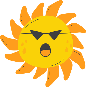Cute Sun with sunshine. Isolated illustration on transparent background. png