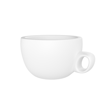 3d photo realistic white cup icon mockup rendering. Design Template for Mock Up. ceramic clean white mug with a matte effect isolated transparent png background