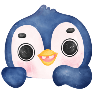Adorable watercolor baby penguin with a joyful expression, vibrant  nursery children illustration png