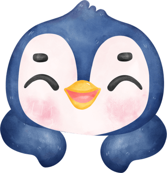 Adorable watercolor baby penguin with a joyful expression, vibrant  nursery children illustration png