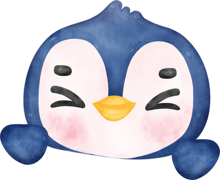 Adorable watercolor baby penguin with a joyful expression, vibrant  nursery children illustration png