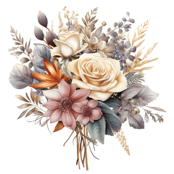 Watercolor wedding bouquet sticker. png