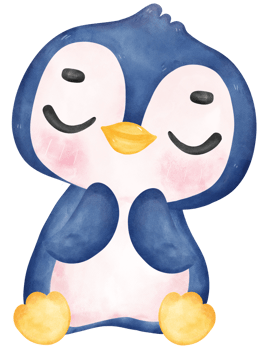 Adorable watercolor baby penguin with a joyful expression and happy pose, vibrant nursery children illustration hand painting png