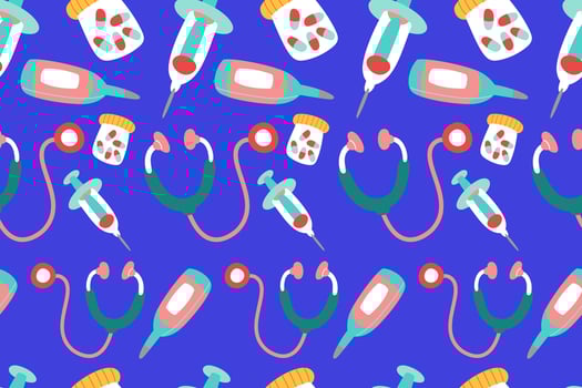 Cute Medical Seamless Pattern background for doctor, clinic or hospital vector
