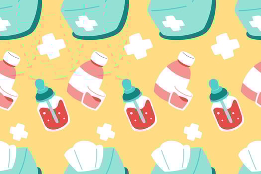 Cute Medical Seamless Pattern background for doctor, clinic or hospital vector