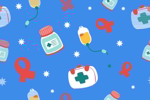 Cute Medical Seamless Pattern Perfect Kids Apparel Trendy Cartoon Textile for Healthcare nursery Hospital Clinic Wrapping Collage Drug Pharmacy Emergency Doctor Print Vector Illustrations